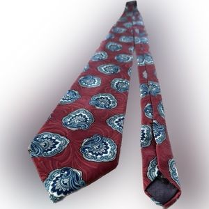 Christian Dior Monsieur vintage red & blue silk printed tie